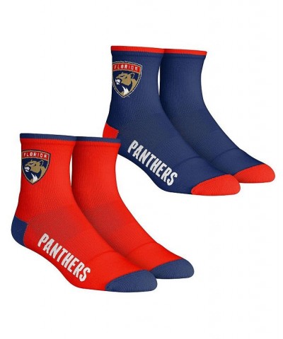 Men's Socks Florida Panthers Core Team 2-Pack Quarter Length Sock Set $17.39 Socks