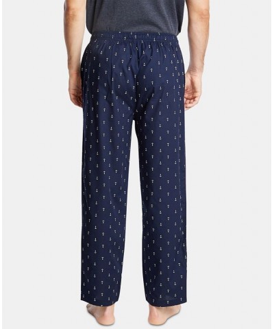 Men's Cotton Anchor-Print Pajama Pants Blue $15.70 Pajama