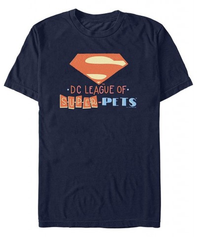 Men's Super Pets Super Logo Short Sleeve T-shirt Blue $16.80 T-Shirts