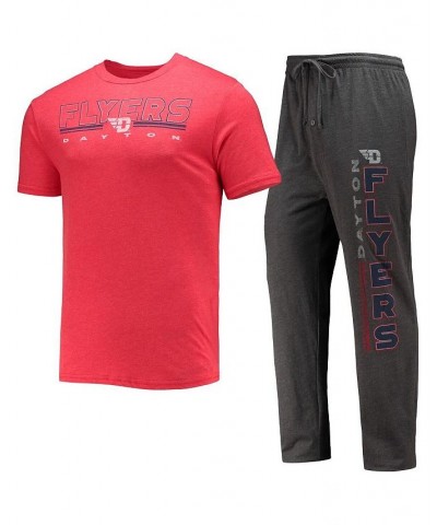 Men's Heathered Charcoal and Red Dayton Flyers Meter T-shirt and Pants Sleep Set $24.75 Pajama