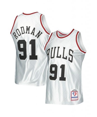 Men's Dennis Rodman Platinum Chicago Bulls 1997-98 Hardwood Classics 75th Anniversary Swingman Jersey $97.50 Jersey