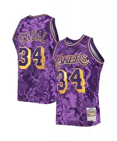 Men's Shaquille O'Neal Purple Los Angeles Lakers Hardwood Classics 1996-97 Lunar New Year Swingman Jersey $57.19 Jersey