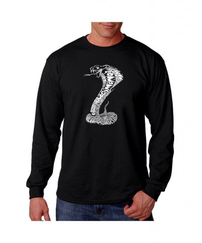 Men's Word Art Long Sleeve T-Shirt - Types of Snakes Black $21.99 T-Shirts