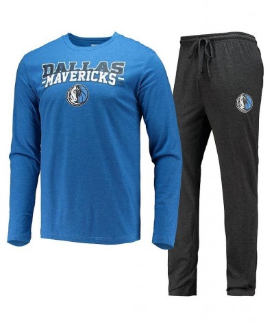 Men's Black, Blue Dallas Mavericks Long Sleeve T-shirt and Pants Sleep Set $24.75 Pajama