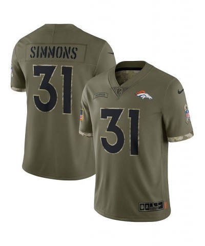 Men's Justin Simmons Olive Denver Broncos 2022 Salute To Service Limited Jersey $62.16 Jersey