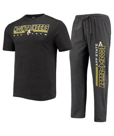 Men's Heathered Charcoal and Black Appalachian State Mountaineers Meter T-shirt and Pants Sleep Set $32.90 Pajama