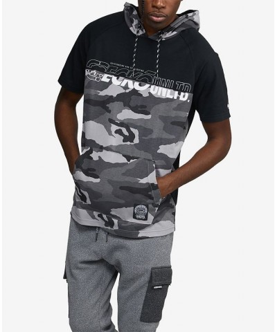 Men's Short Sleeve Half Cam Hoodie Multi $32.48 Sweatshirt