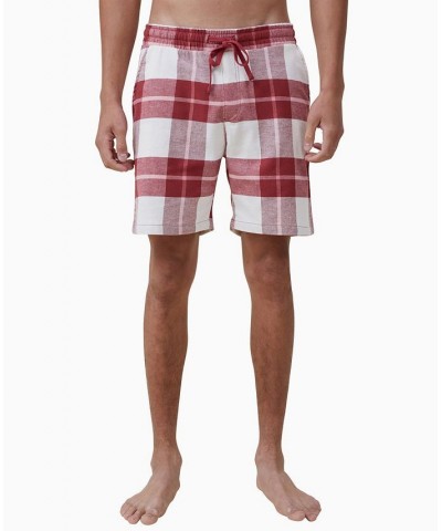Men's Lounge Drawstring Pajama Shorts Red, Vintage White Check $24.74 Pajama