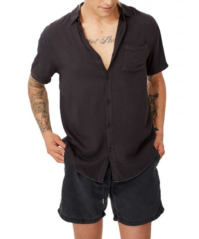 Men's Cuban Short Sleeve Shirt Black $21.00 Shirts