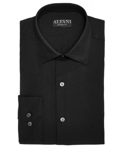 Alfani Men's Athletic Fit Performance Stretch Step Twill Textured Dress Shirt Black $20.40 Dress Shirts
