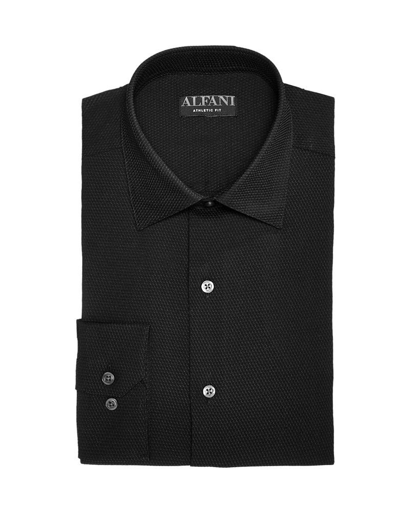 Alfani Men's Athletic Fit Performance Stretch Step Twill Textured Dress Shirt Black $20.40 Dress Shirts
