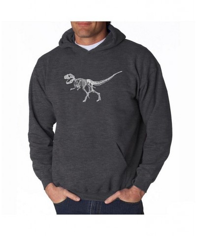 Men's Word Art Hooded Sweatshirt - Dinosaur T-Rex Skeleton Gray $34.79 Sweatshirt