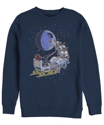 Men's Star Wars Vader Sleigh Crew Fleece Pullover Blue $29.12 Sweatshirt