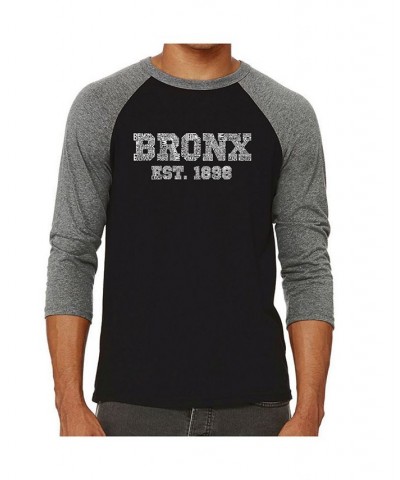 Bronx Neighborhoods Men's Raglan Word Art T-shirt Gray $19.35 T-Shirts