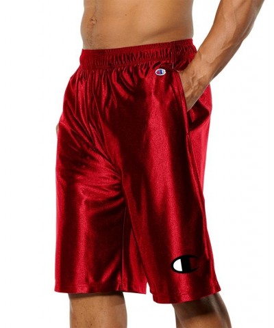 Men's Dazzle Shiny Solid Logo Relaxed Shorts Red $12.00 Shorts