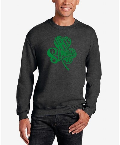 Men's St. Patrick's Day Shamrock Word Art Crewneck Sweatshirt Gray $22.00 Sweatshirt