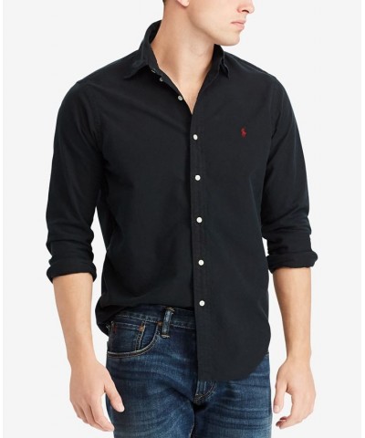 Men's Garment-Dyed Oxford Shirt Polo Black $63.45 Shirts
