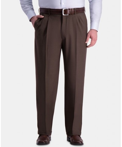 Men's Big & Tall Premium Comfort Stretch Classic-Fit Solid Pleated Dress Pants Brown $28.59 Pants